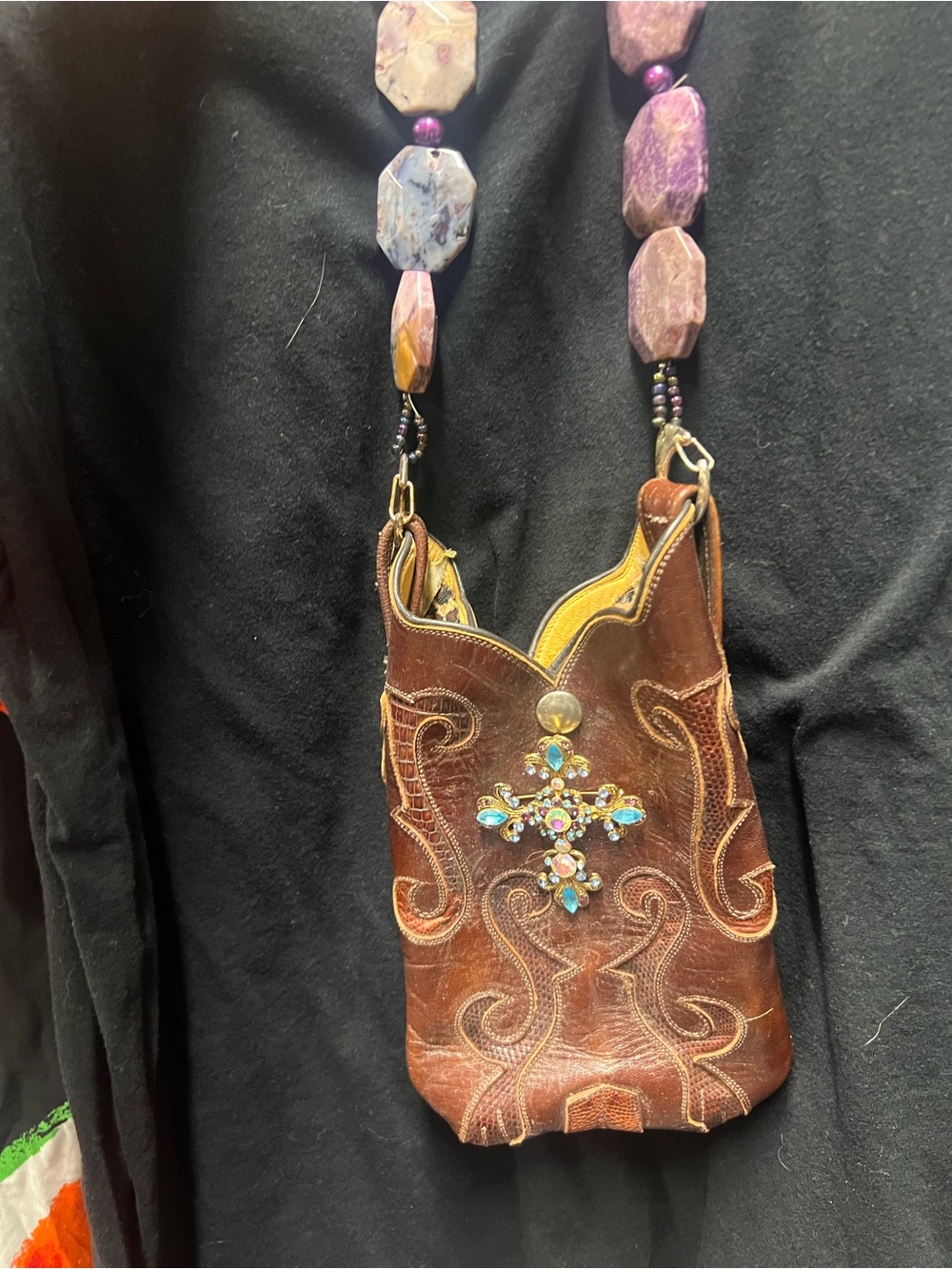 Billy Martins custom boot purse with Beaded Strap